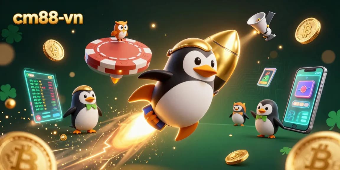 Experience thrilling games at cm88-vn with a vibrant casino-themed digital illustration showcasing gaming excitement.