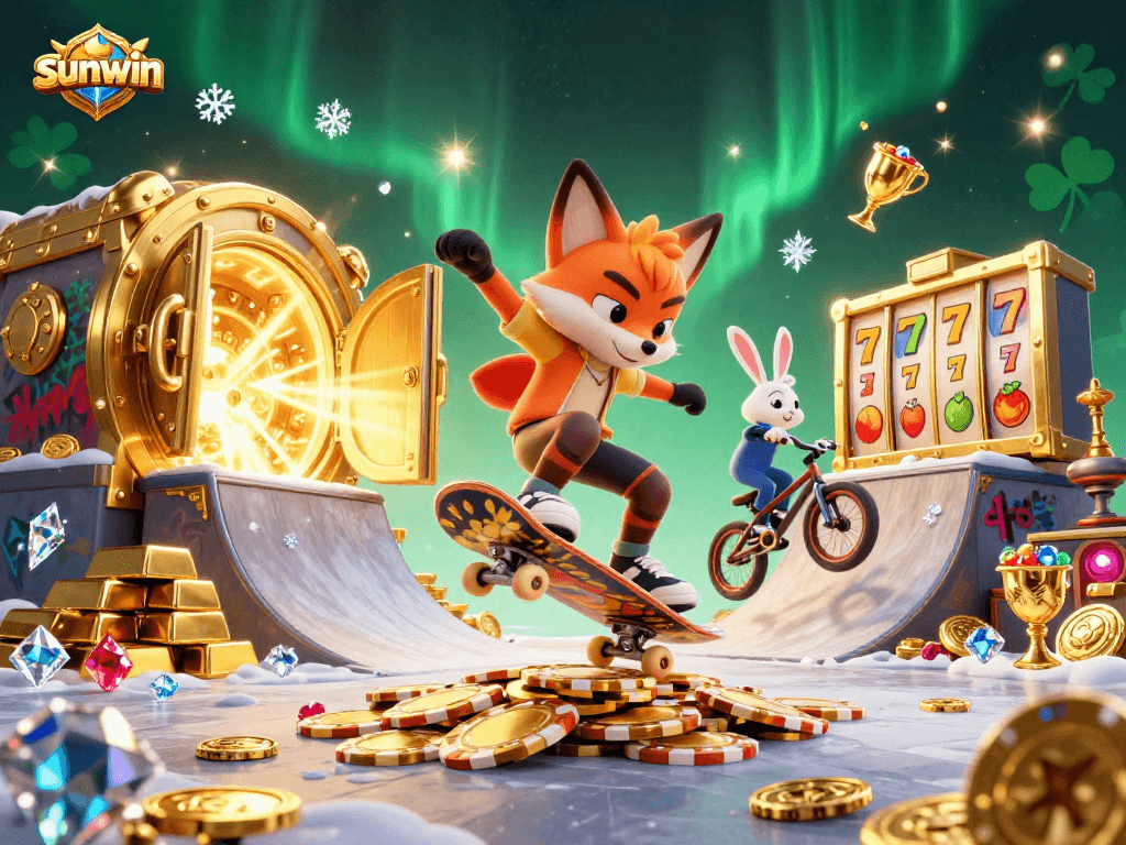 Catch the thrill of sunwin casino gaming with vibrant characters and golden treasures.