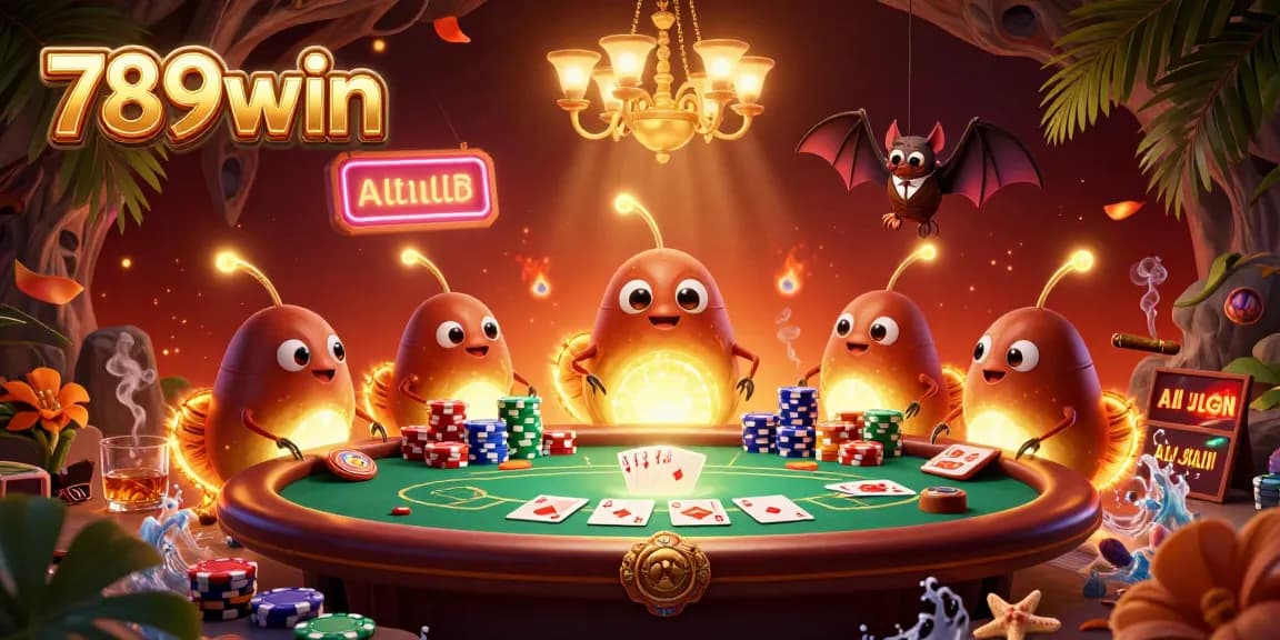 Experience thrilling moments at 789win's vibrant cave casino, illuminated by unique glowworms and a bat dealer.