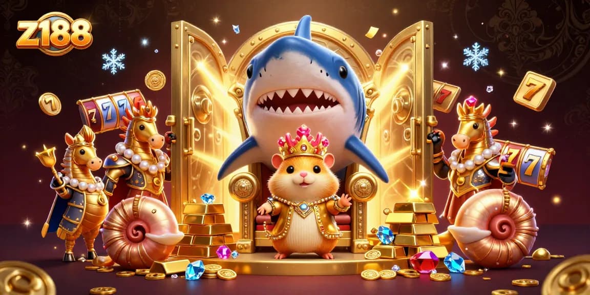 Z188 players spin the jackpot with vibrant casino treasures and a royal hamster king.