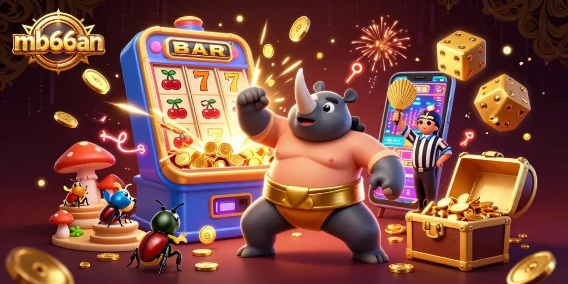 Experience the thrill at mb66an with animated casino fun featuring a sumo beetle champion!
