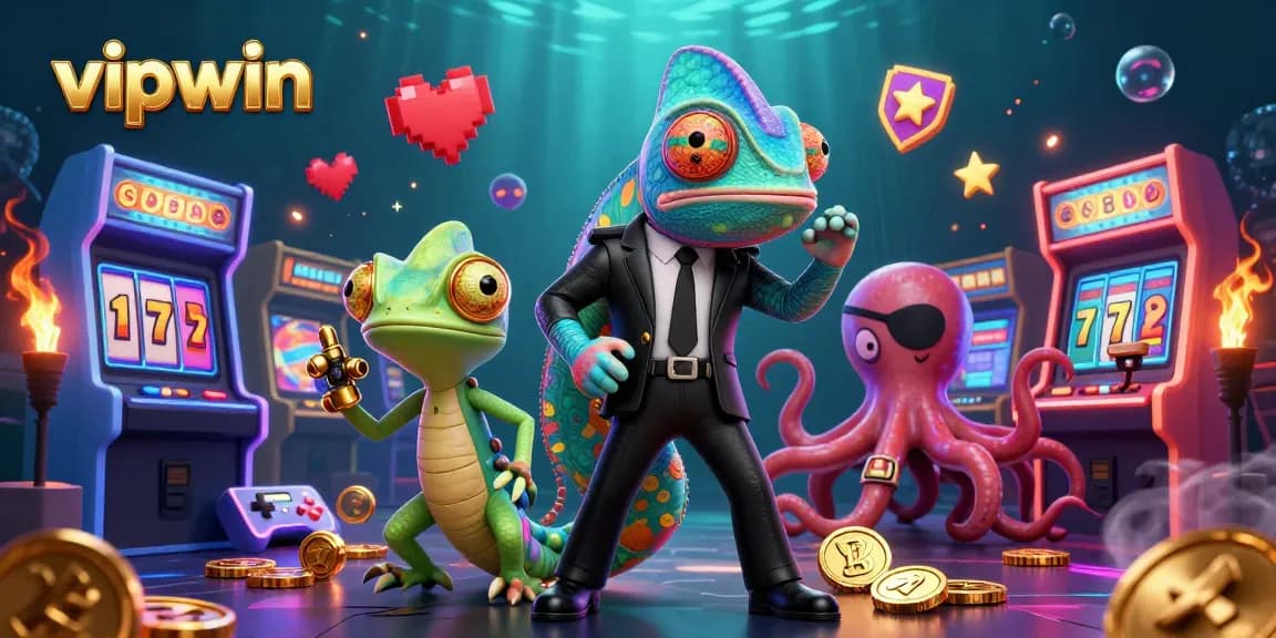 Experience thrilling gaming at vipwin with vibrant 3D characters in this exciting casino scene.