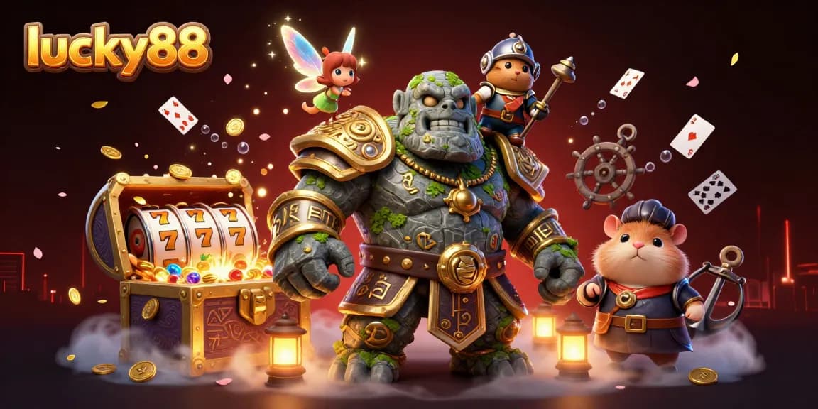 Experience thrilling gameplay with lucky88 in this vibrant casino scene featuring magical characters and slot elements.