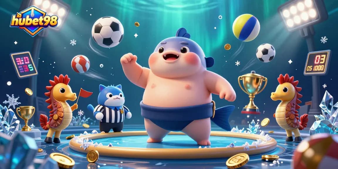 Engage with hubet98's thrilling underwater casino scene featuring animated characters and vibrant gaming elements.