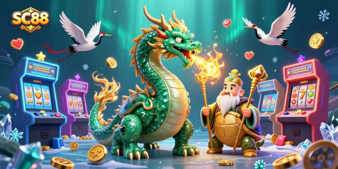 Experience thrilling gameplay at SC88 with a vibrant 3D casino illustration filled with excitement.