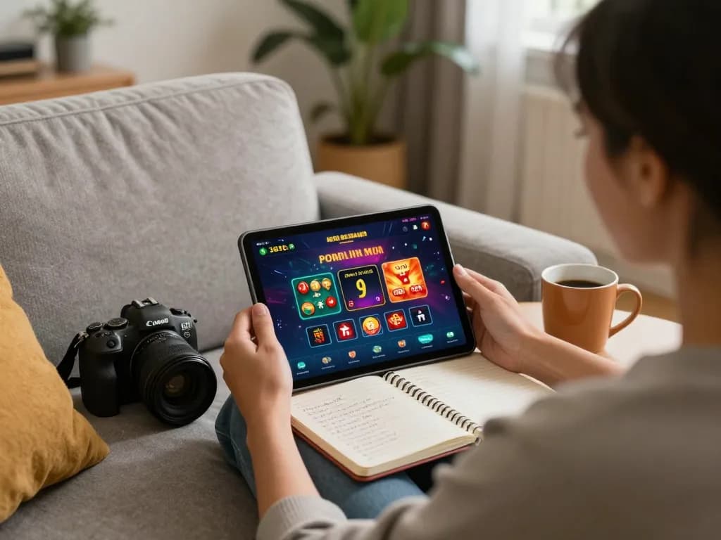 88vv app interface displayed on a tablet during a cozy home gambling session