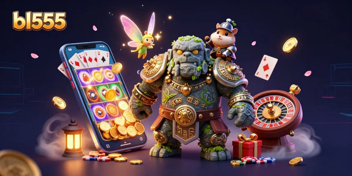 Experience thrilling gameplay at bl555 with our captivating casino illustration featuring unique 3D characters and games.