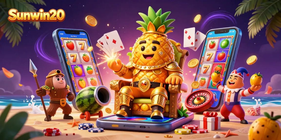 Experience thrilling play with Sunwin20's colorful casino scene featuring dynamic gaming elements.