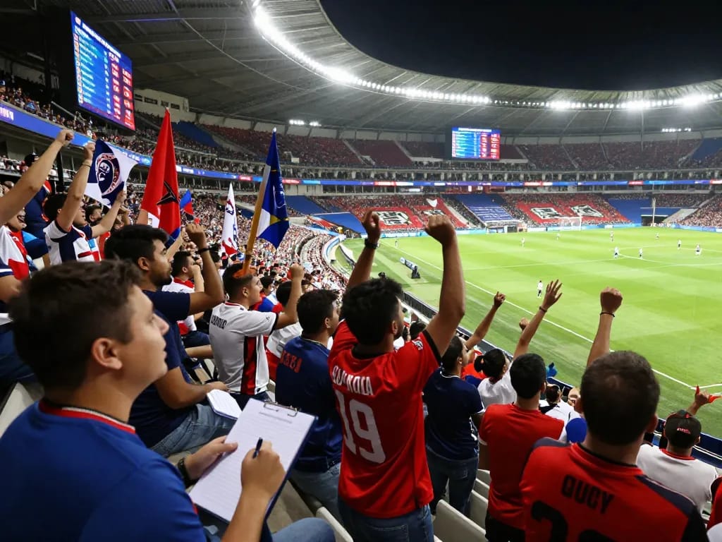 Engaging sports betting scene featuring Keonhacai with fans cheering at a football match.