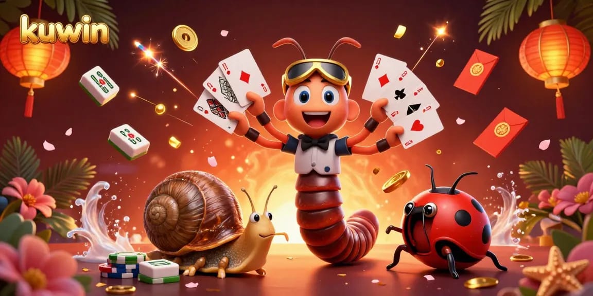 Experience an exciting gaming scene with kuwin's colorful dealer and vibrant casino elements.