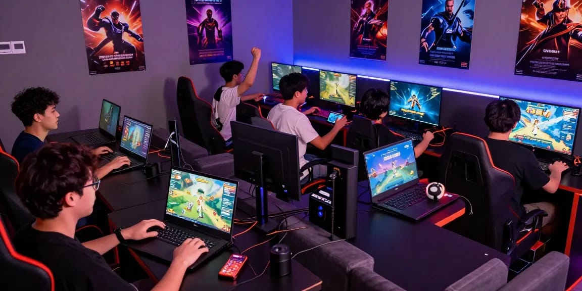 Engaged players at https://xx88.se.net/ enjoying dynamic online gaming experience in a vibrant gaming lounge.