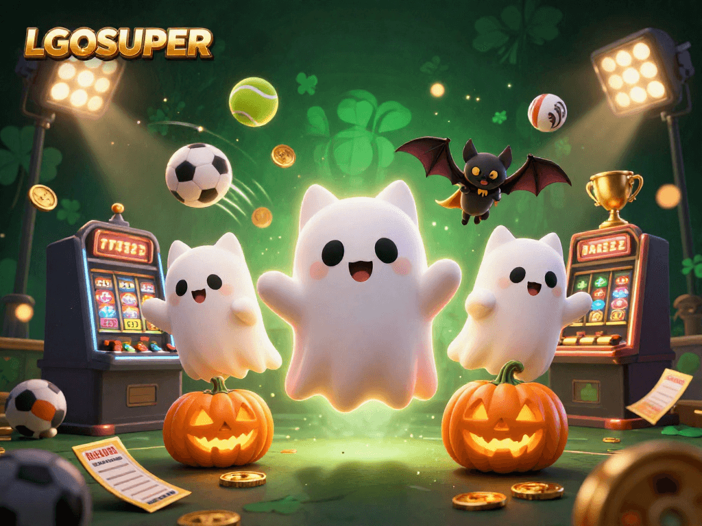 Engage with LGOSUPER's thrilling game features featuring a ghost cat in a haunted casino.
