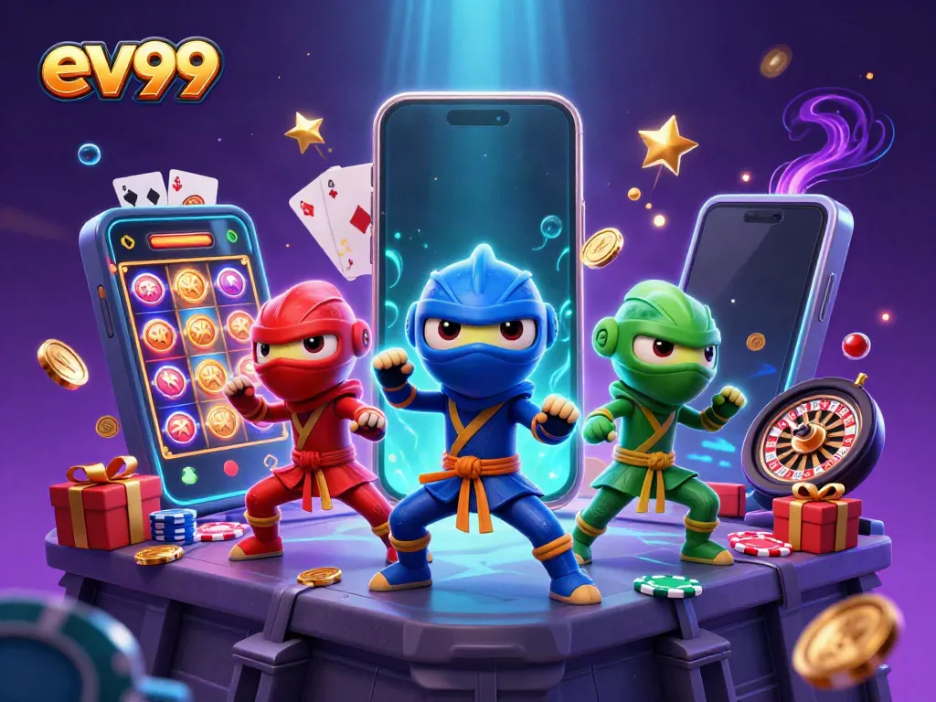 Experience thrilling gaming adventures at ev99 with dynamic characters and vibrant casino elements in motion.