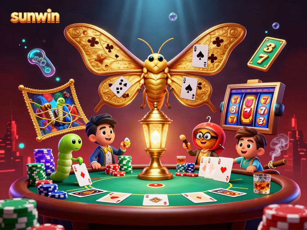 Engage with sunwin's captivating gaming scene featuring vibrant games of chance and colorful casino elements.