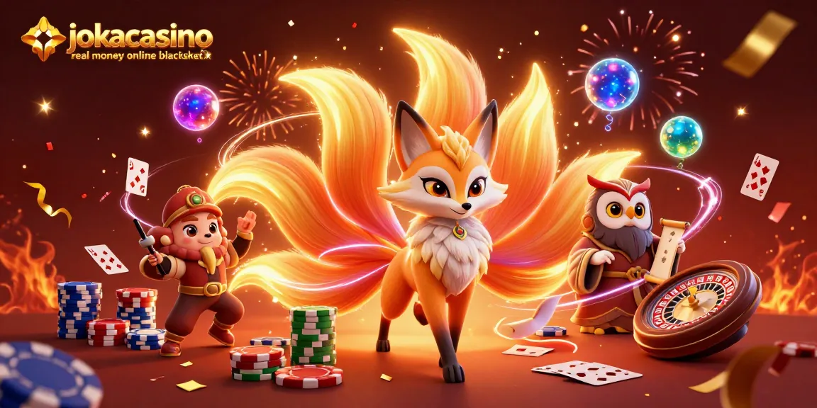 Experience the excitement of jokacasino real money online blackjack with vibrant characters and festive elements.