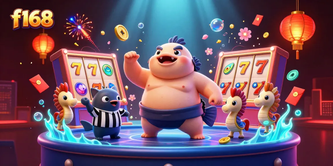 Experience excitement at f168 with dynamic slot reels surrounded by whimsical characters in an underwater casino setting.