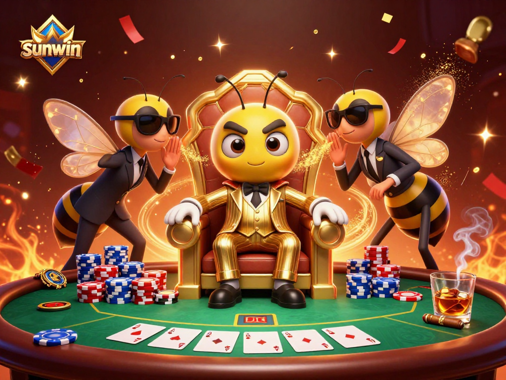 Experience sunwin's thrilling poker scene with a bumblebee mob boss and lavish elements.