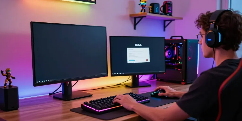 Engaging online gaming at https://hitclub3.io/ with a player immersed in action and vibrant gaming setup.