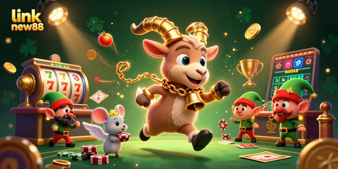 Experience thrilling gameplay at link new88 with festive casino characters, vibrant slot games, and dynamic betting elements.
