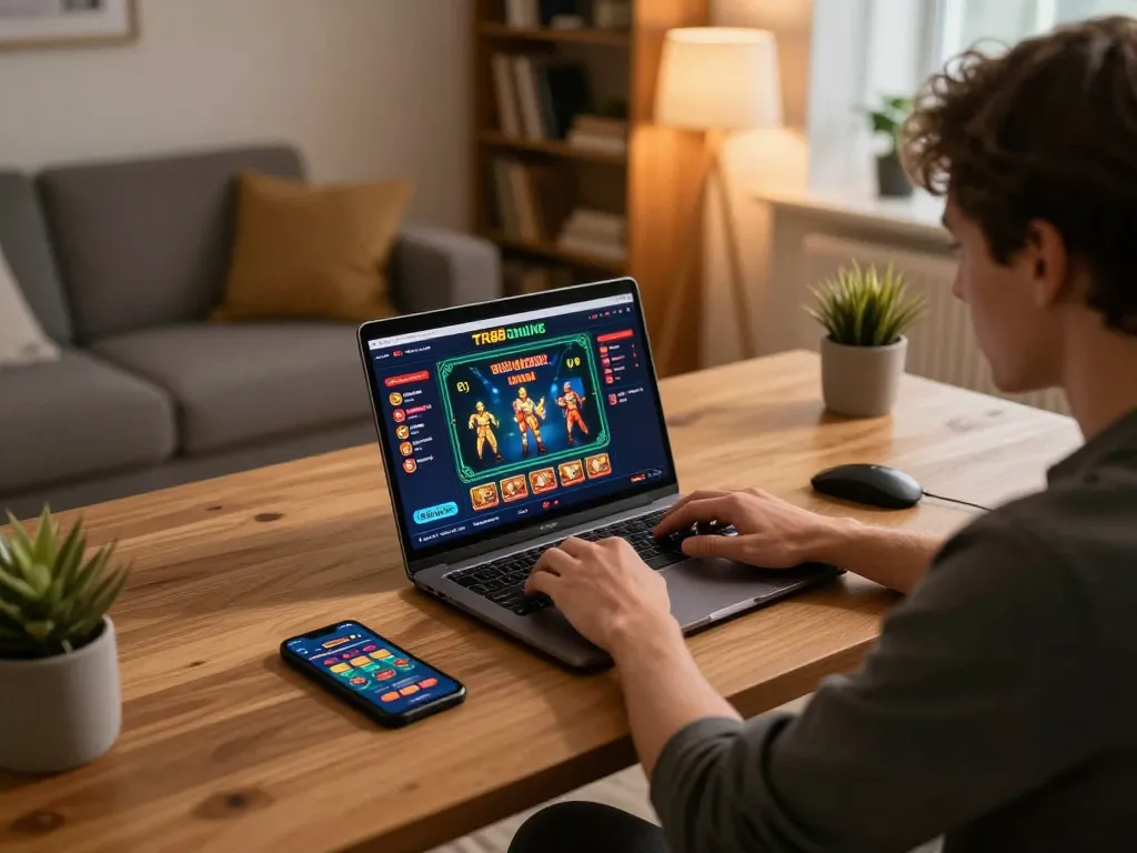 Engaging gameplay at TR88 online casino, showcasing a player focused on betting strategies.