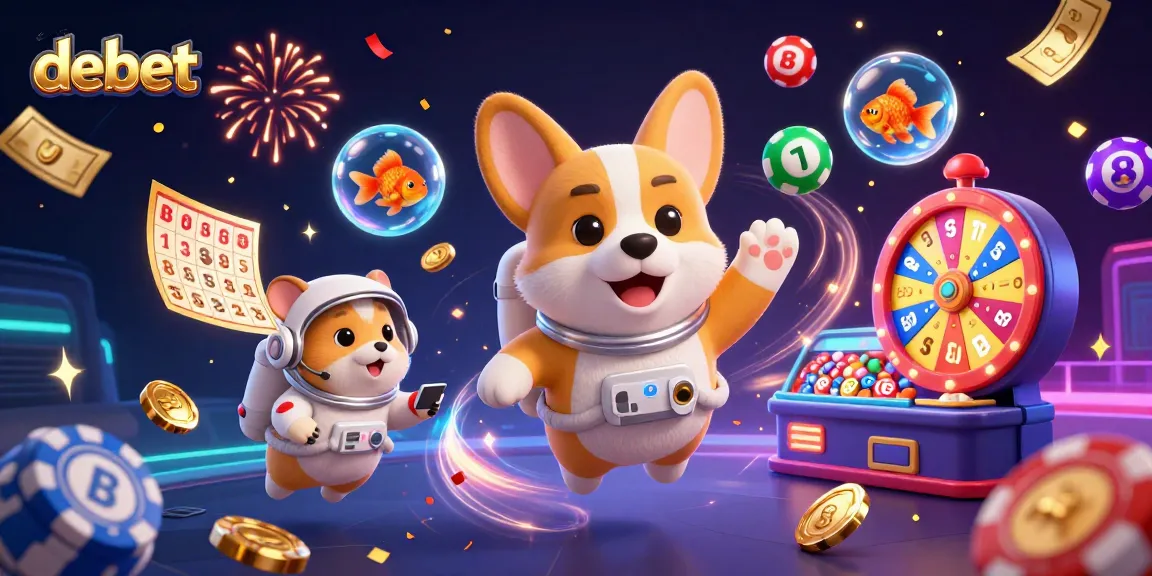 Engage with debet's vibrant space casino scene featuring dynamic games and celebratory elements.