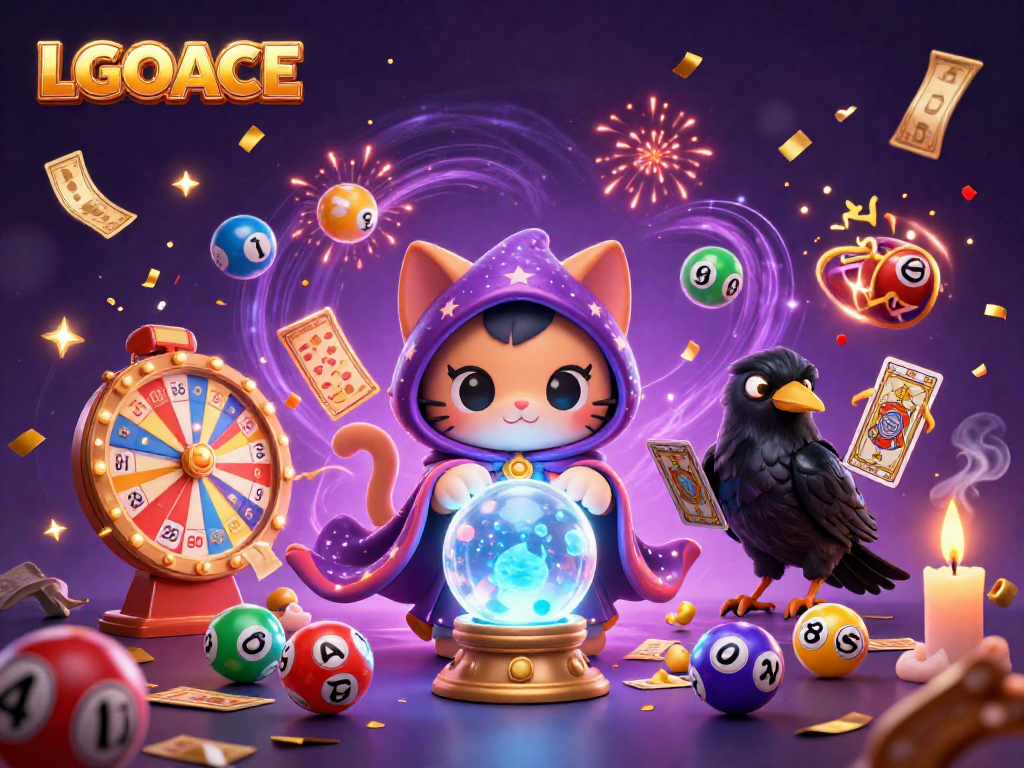 LGOACE captivates gamblers with a mystical scene featuring fortune tellers and dynamic lottery elements.