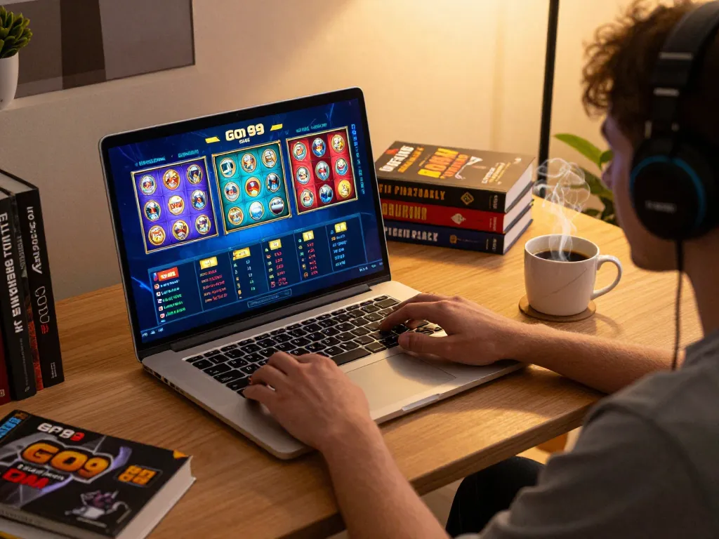 Go99 player enjoying thrilling online casino gaming session from home