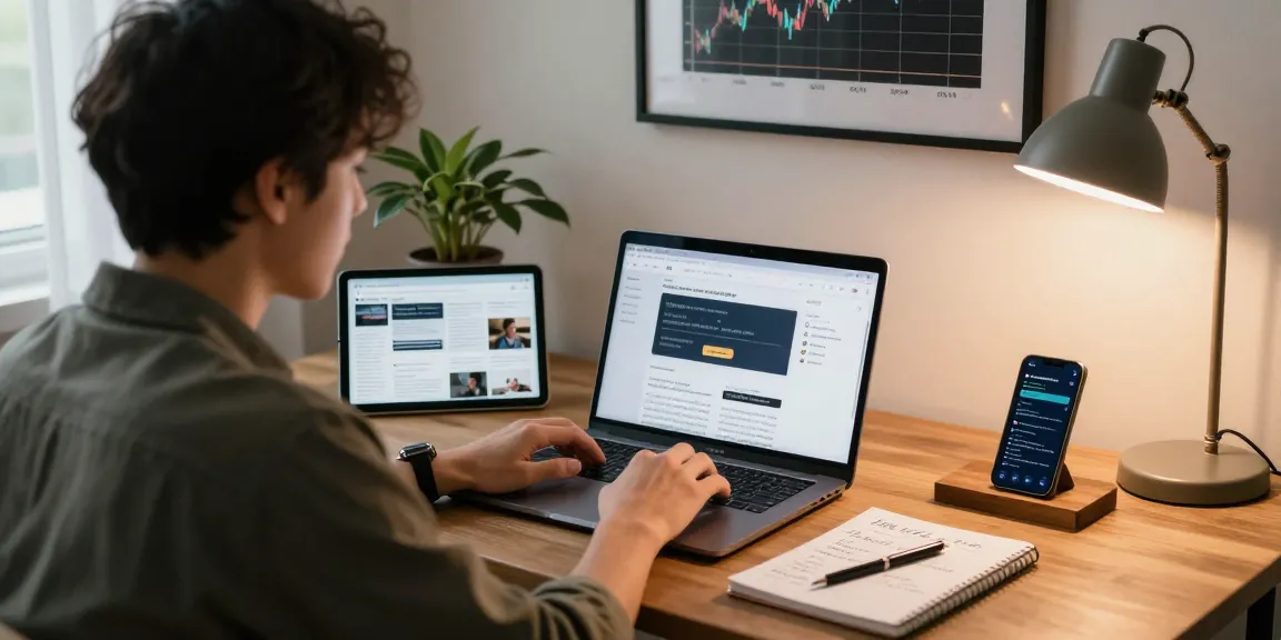 Recover lost crypto with a focused individual in a sleek workspace checking digital wallets.