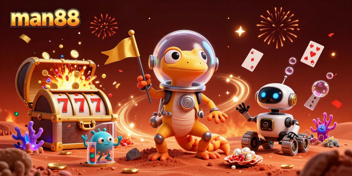 Experience thrilling gameplay with man88's exciting slot games featuring vibrant Martian themes and 3D visuals.