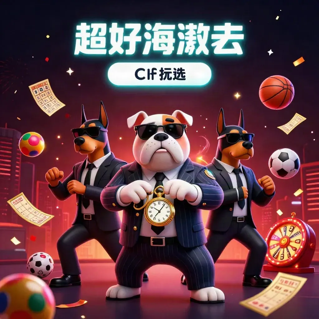 Bulldog boss with Doberman guards amid gold casino chaos, lottery balls, wheel, confetti, and neon glow.