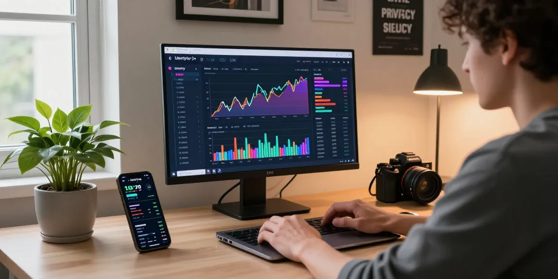 Engaged user exploring libertyswap on laptop in a stylish home office.