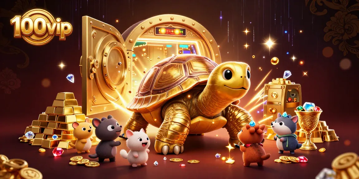 Join the excitement at 100vip while playing in a vibrant casino scene filled with treasures.