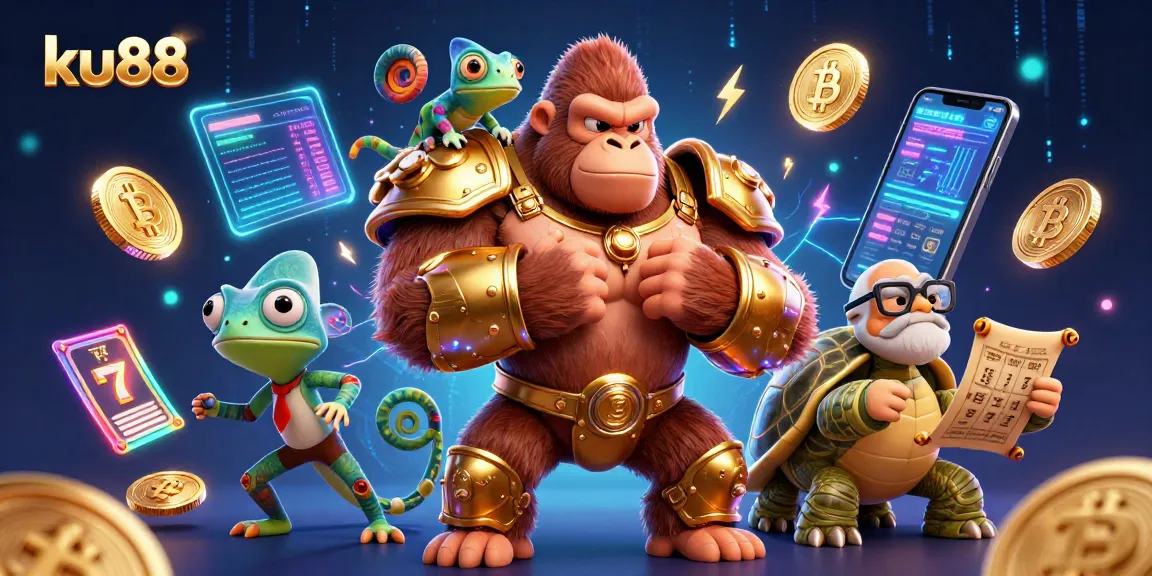 Engage with ku88's exciting slot games featuring a dynamic gorilla king and high-stakes elements.