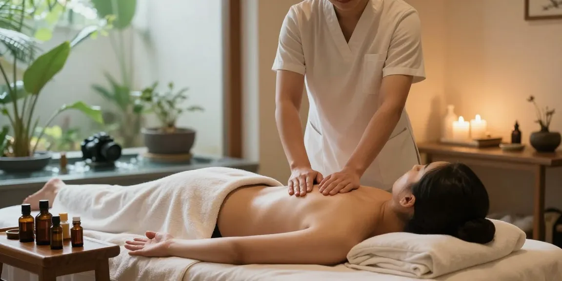 마사지 테라피를 받는 고객과 편안한 스파 환경을 보여주는 이미지
