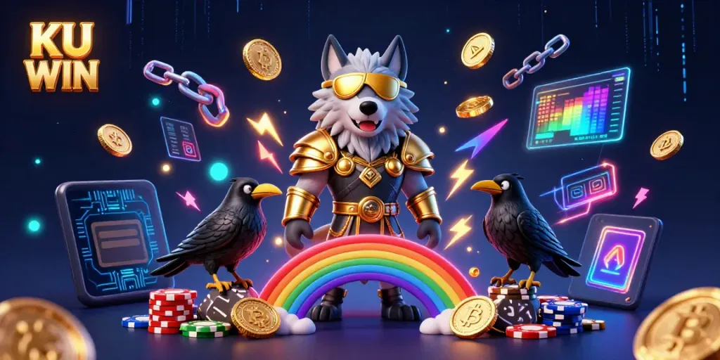 Experience thrilling gameplay at KU WIN with the visually stunning 3D casino scene featuring Odin and mythological elements.
