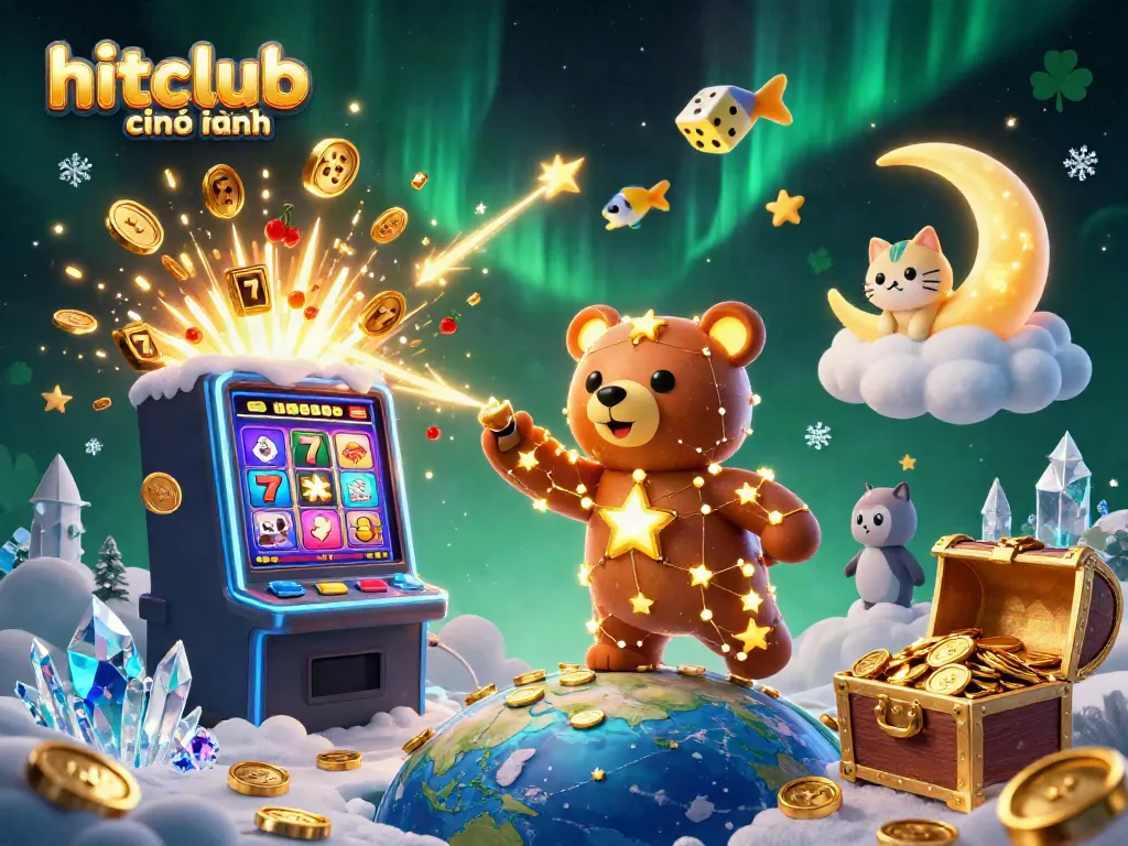 Experience the magic of hitclub chính hãng with a cosmic bear and stunning casino elements