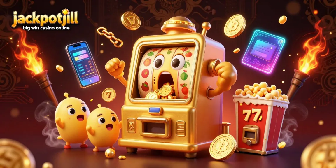 Experience thrilling jackpots at jackpotjill big win casino online, showcased with a lively 3D scene!