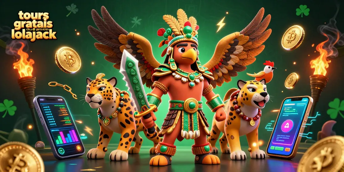 Experience excitement with tours gratuits du casino lolajack featuring dynamic 3D Aztec warriors amidst crypto elements.
