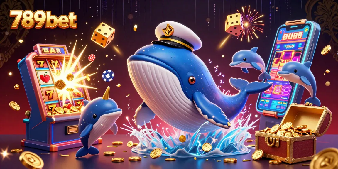 Win big with 789bet! Cartoon whale and friends bring casino vibes with vibrant elements and jackpot thrills.