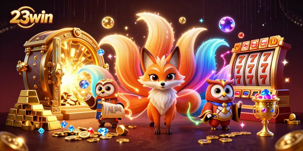Experience thrilling wins at 23win with vibrant slot games and unique character illustrations.