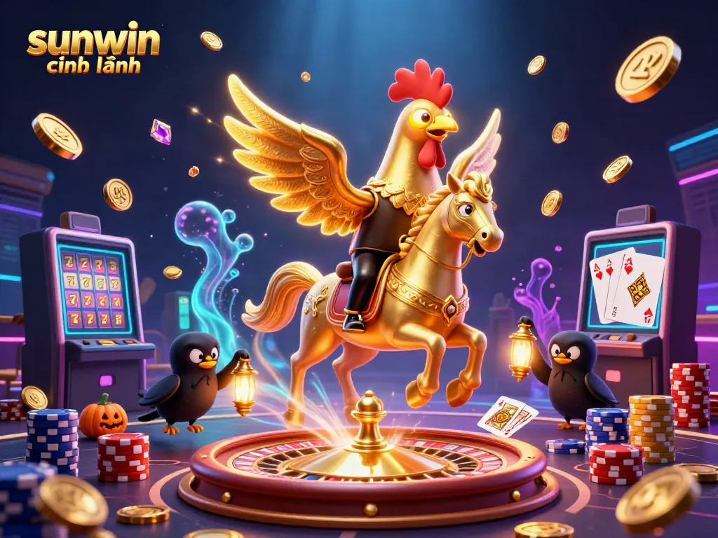 Experience thrilling gameplay with sunwin chính hãng in a vibrant midnight casino scene.