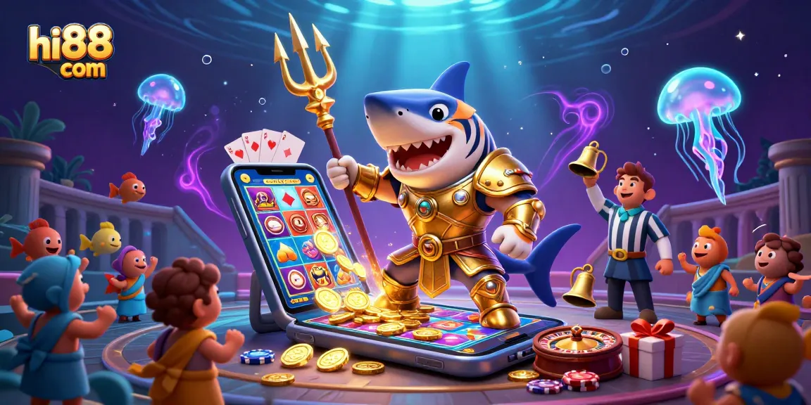 Win big at hi88 com with a vibrant underwater casino adventure featuring a gladiator shark!