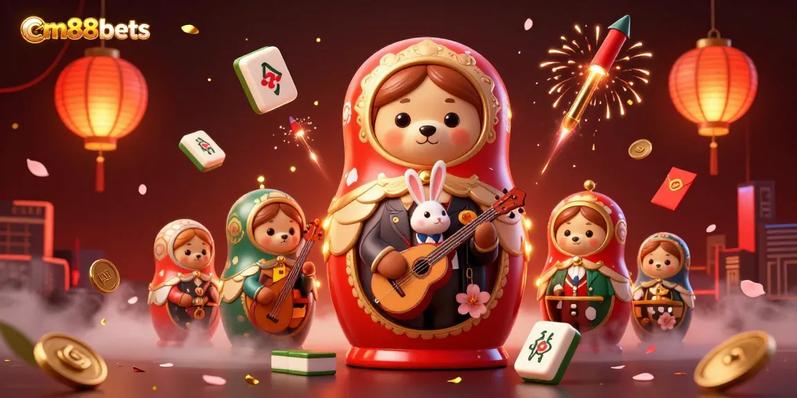 Experience thrilling casino adventures with cm88bets illustrated through vibrant cartoon elements and game symbols.