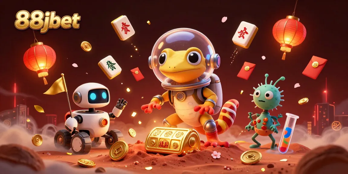 Experience thrilling gameplay at 88jbet with a Martian gecko discovering a golden casino!