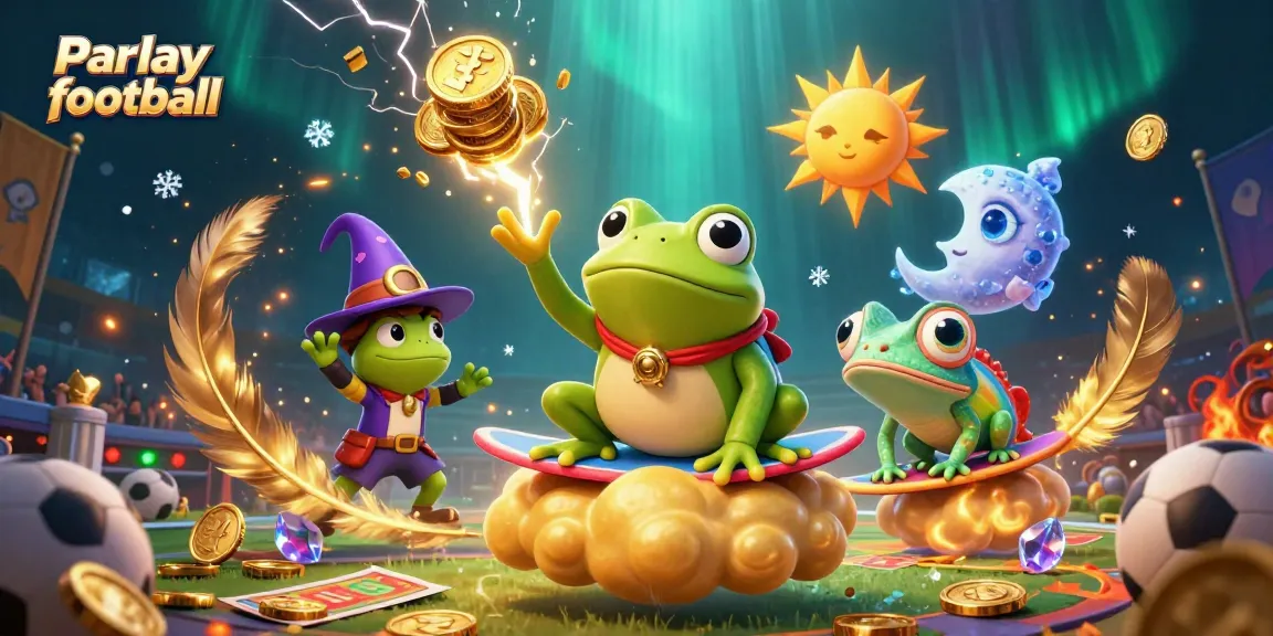 Bet on parlay football with winning strategies showcased in a vibrant cartoon scene.